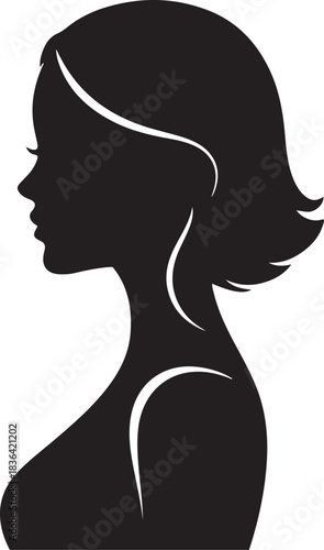 Profile silhouette of a woman s head and shoulders