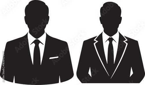 Two businessmen in suits silhouette