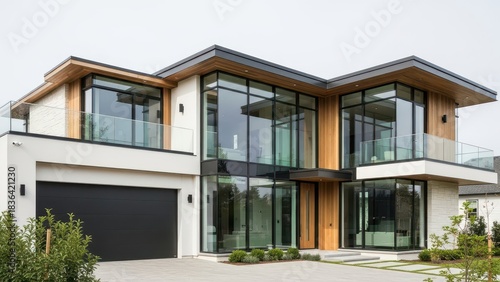 Wallpaper Mural Modern Luxury Home Exterior with Large Windows and Garage. Torontodigital.ca