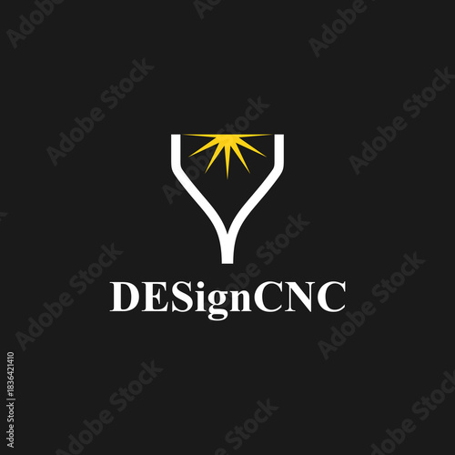 CNC machine illustration logo design, abstract, laser beam sparks, laser cutting, metalworking, element, machining, computer, stainless, modern, industrial, engineering, symbol, sign, laser, cutting