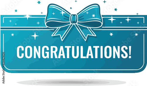 Congratulations Banner with Ribbon Festive Celebration Announcement