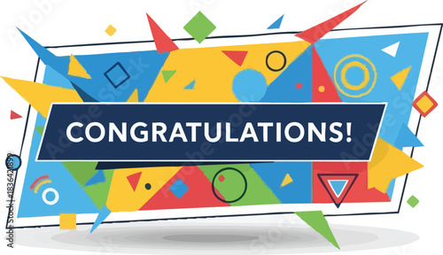 Colorful Geometric Congratulations Banner for Celebratory Announcements