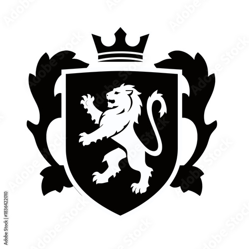 Lion Rampant Shield Vector Illustration