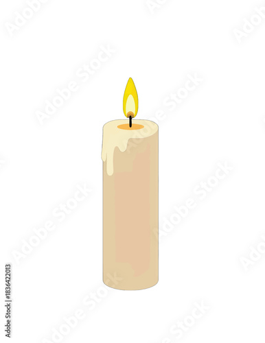 Lit Candle Illustration with Yellow Flame