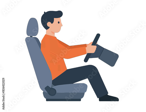 Man Driving Car Vector Illustration