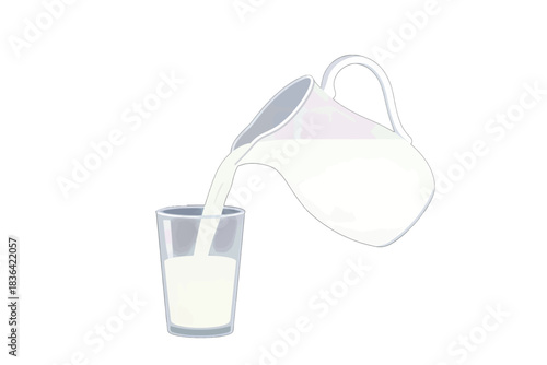 Milk Pouring from Pitcher into Glass Illustration
