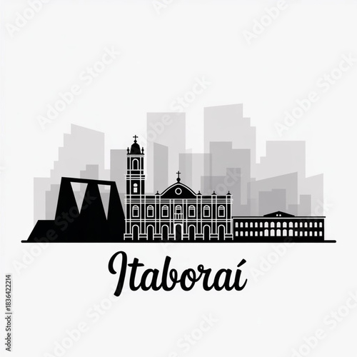 Itaboraí Skyline Silhouette — Petrochemical Hub of Rio de Janeiro State Brazil Vector Illustration