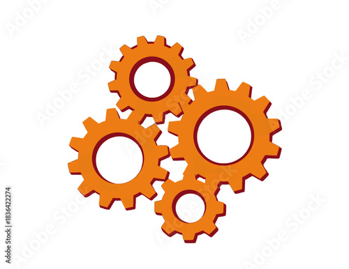 Orange Mechanical Gears Illustration
