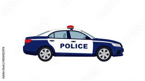 Police Car Flat Design Vector Illustration
