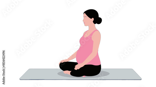Pregnant Woman in Pink Shirt Practicing Yoga