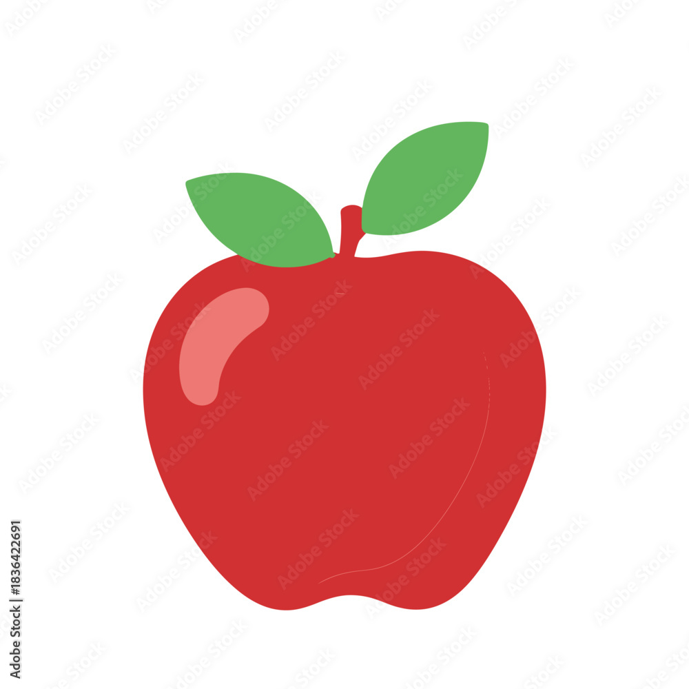 Fototapeta premium Red Apple Icon Flat Design Illustration