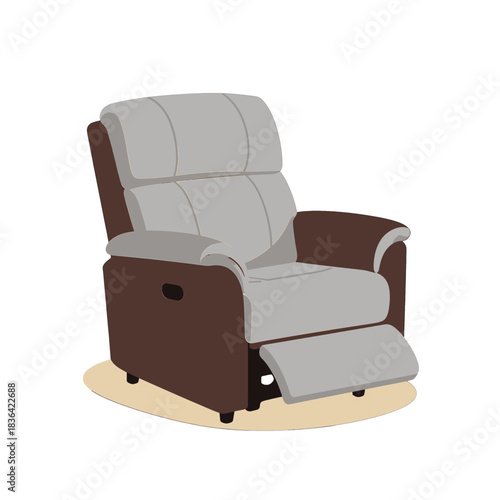 Recliner Chair Illustration in Light Gray and Brown
