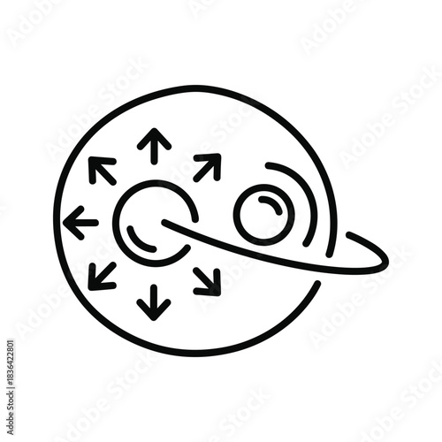 Cosmic Expansion and Orbiting System Icon