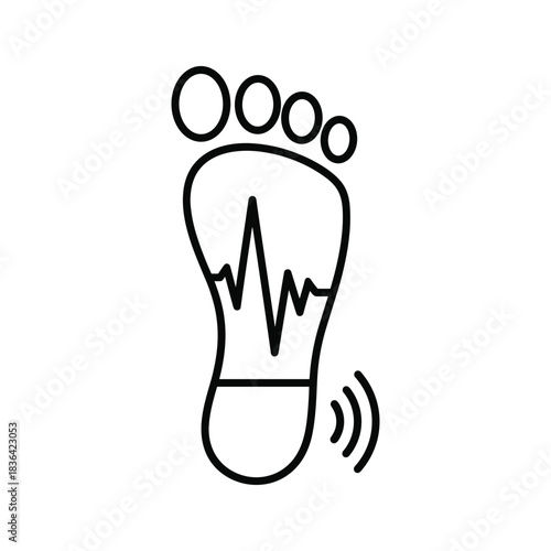 Smart Foot Sensor Icon with Pulse Wave and Wireless Signal for Health Monitoring