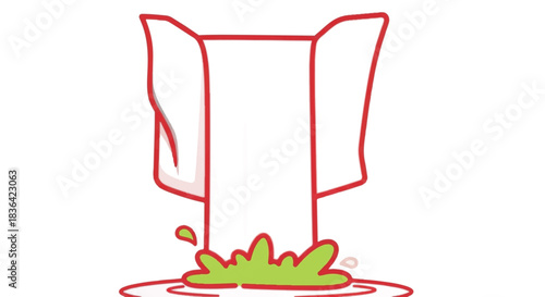 Cartoon illustration of a babys diaper with a green liquid mess spilling out.