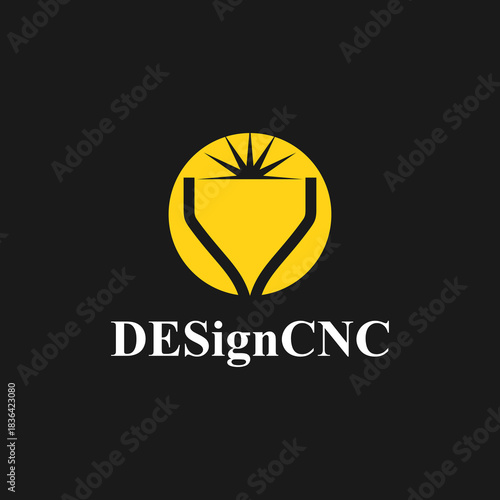 CNC machine illustration logo design, abstract, laser beam sparks, laser cutting, metalworking, element, machining, computer, stainless, modern, industrial, engineering, symbol, sign, laser, cutting