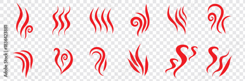 Smoke vector illustration. Smoke silhouette. Steam symbols. Smoking and steaming silhouettes