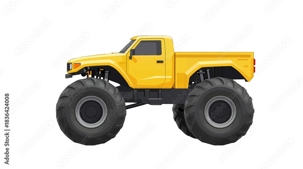 Fototapeta premium Yellow Monster Truck 3D Illustration