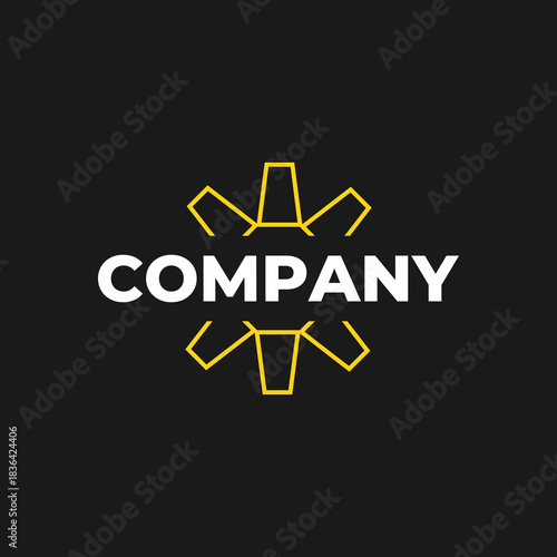 CNC machine illustration logo design, abstract, laser beam sparks, laser cutting, metalworking, element, machining, computer, stainless, modern, industrial, engineering, symbol, sign, laser, cutting
