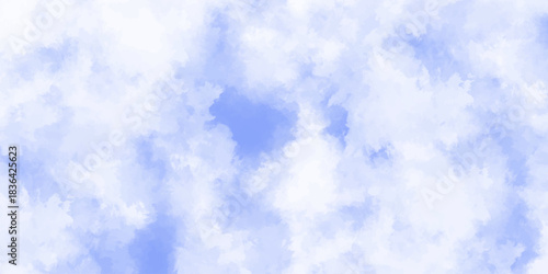 Watercolor blue sky painted background. Brush stroked painting. The concepts of freedom of life, never give up and positive though energy.