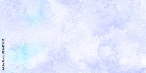 blue watercolor background. Bright blue abstract watercolor sky with soft clouds and icy textures