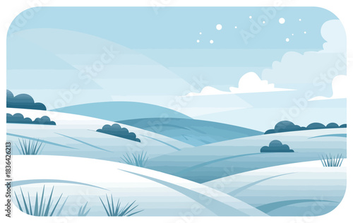 A serene landscape featuring rolling blue hills, gentle slopes, and fluffy white clouds, creating a tranquil atmosphere perfect for relaxation and contemplation outdoors.