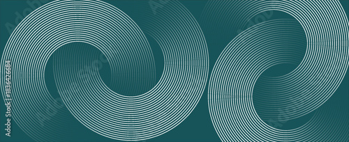 Abstract green glowing geometric lines on gray background. Modern shiny blue circle lines pattern. Futuristic technology concept. Suit for cover, poster, banner, brochure, header, website eps 10