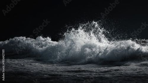 Wallpaper Mural Powerful ocean wave crashing against a dark background with dramatic spray. Raw strength of nature and energy concept. Water movement. Torontodigital.ca