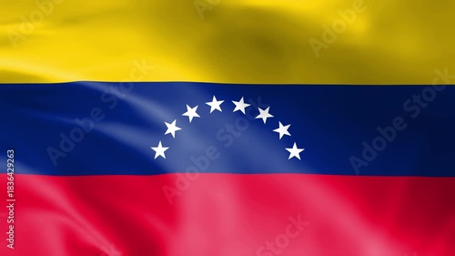 Venezuela flag cloth waving in wind animation isolated on black background