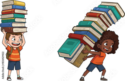 Happy Children Reading Books in Cozy Corners with Imaginative Stories and Fun Patterns