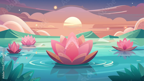 A tranquil banner featuring soft pink lotus flowers floating on calm water, symbolizing Ayurvedic wellness and inner harmony. Gentle light, soothing colors, and a serene holistic atmosphere