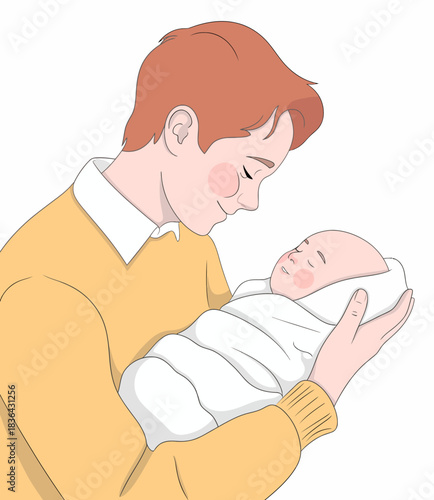 A gentle moment of a parent cradling a swaddled newborn baby, showcasing the profound bond and love shared between them in a comforting and nurturing atmosphere.