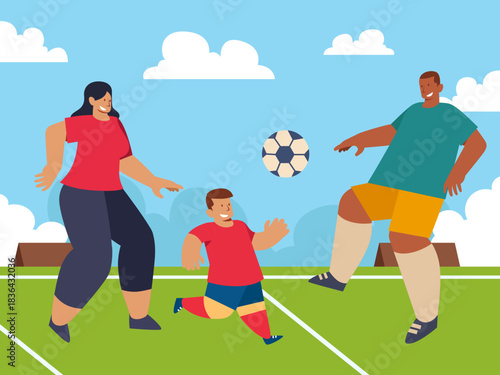 Mixed Family – Playing Soccer