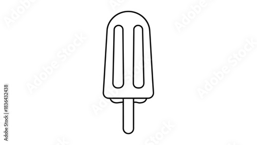 Simple Outline Frozen Treat on a Stick Refreshing Summer Dessert Icon