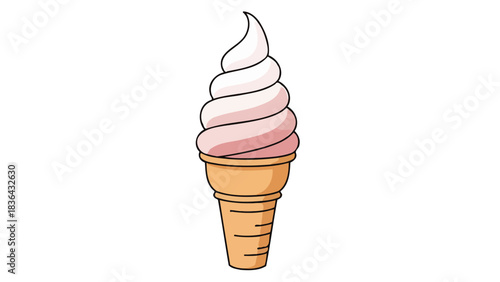 Delicious Swirl Soft Serve Ice Cream Cone Refreshing Dessert Treat