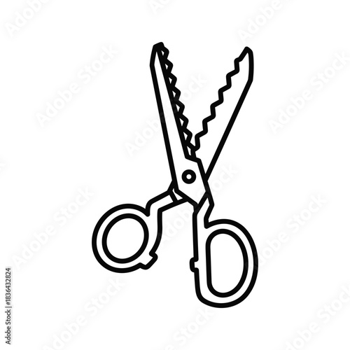 Outline Icon of Pinking Shears, Zig-Zag Scissors for Fabric Crafts and Decorative Edges