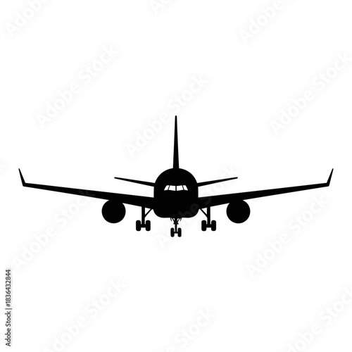 Airplane Silhouette Icon – Minimal Jet Flight Vector Design