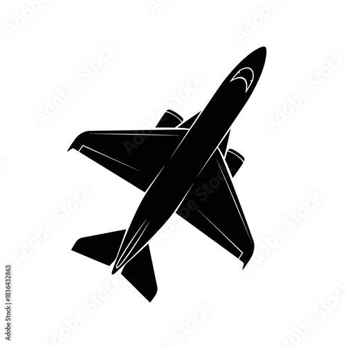 Airplane Silhouette Icon – Minimal Jet Flight Vector Design