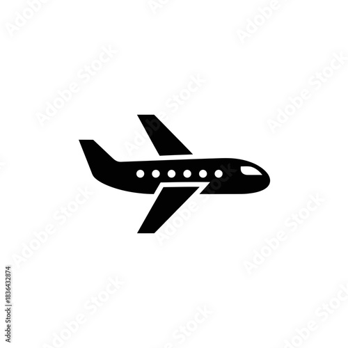 Airplane Silhouette Icon – Minimal Jet Flight Vector Design