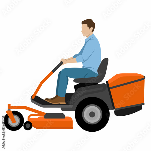 An individual operating a ride-on mower, effectively maintaining a green lawn, representing diligence and the satisfaction of outdoor chores for a well-kept yard.