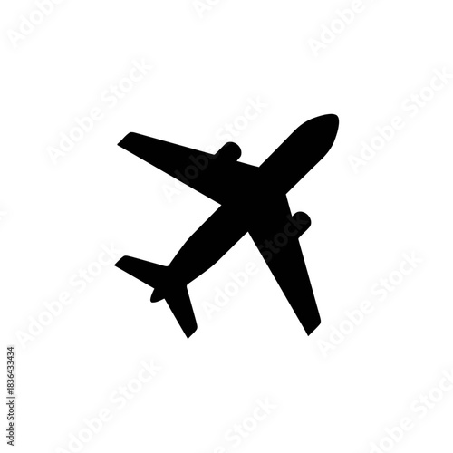 Airplane Top View Silhouette – Jet Aircraft Overhead Vector Icon