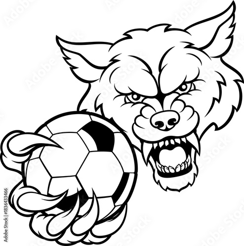 A wolf angry animal soccer ...
