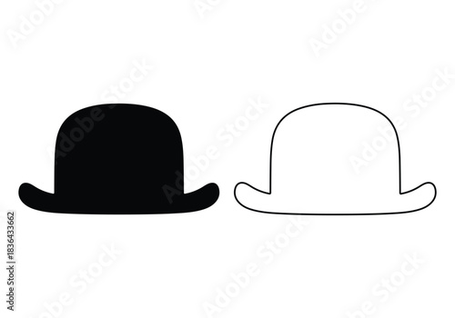 Top hat icon collection. Solid, filled icon set of top hats: classic hat, silk, magicians , vintage , steampunk top hat, wedding top. Vector icon. Hat icon filled flat sign concept for web design.Hat 