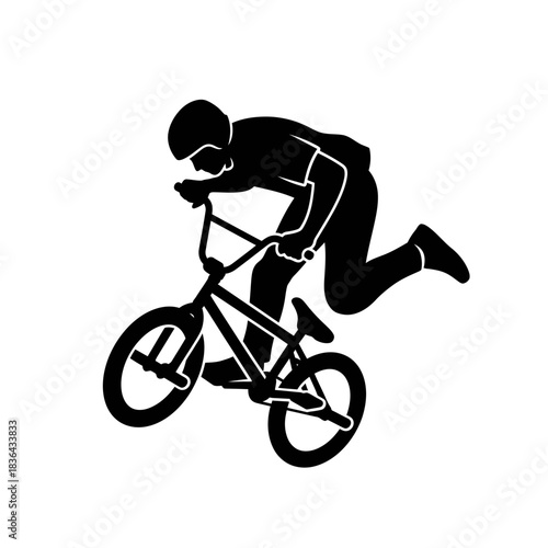 BMX Bike Rider Silhouette – Extreme Cycling Freestyle Stunt Vector