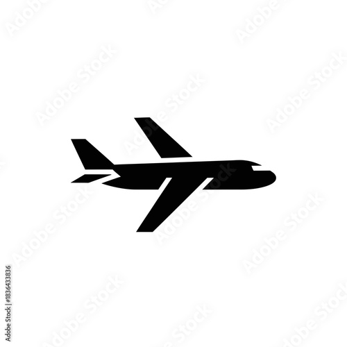 Airplane Silhouette Icon – Minimal Jet Flight Vector Design