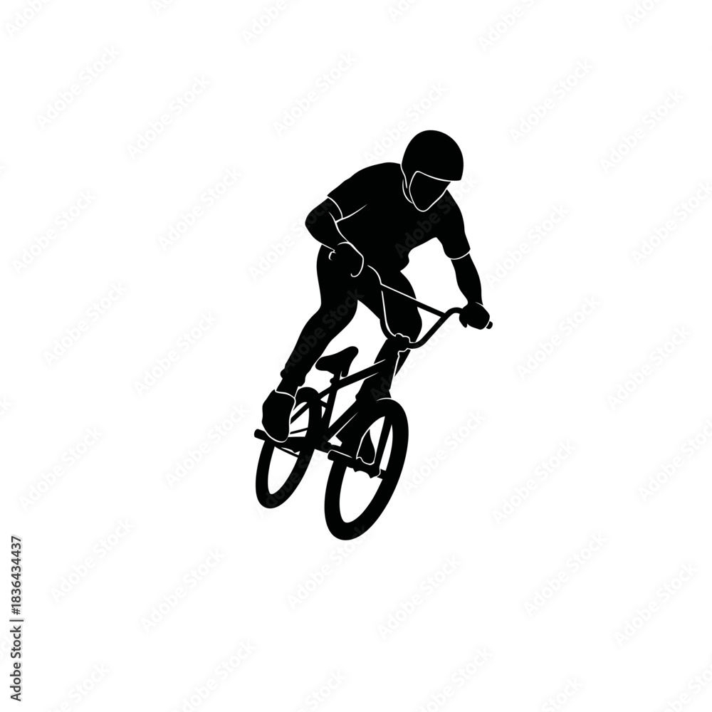 Fototapeta premium BMX Bike Rider Silhouette – Extreme Cycling Freestyle Stunt Vector