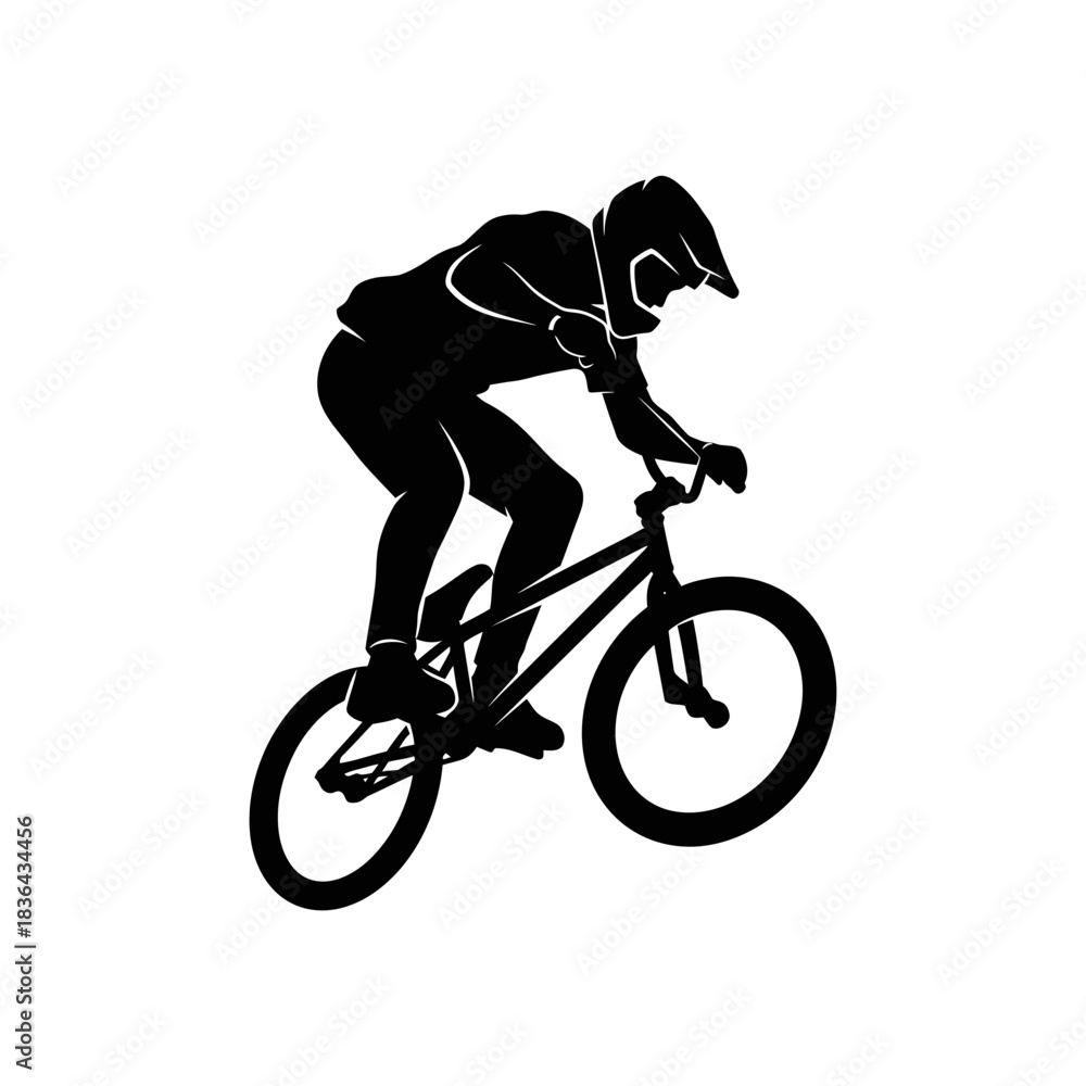 Fototapeta premium BMX Bike Rider Silhouette – Extreme Cycling Freestyle Stunt Vector