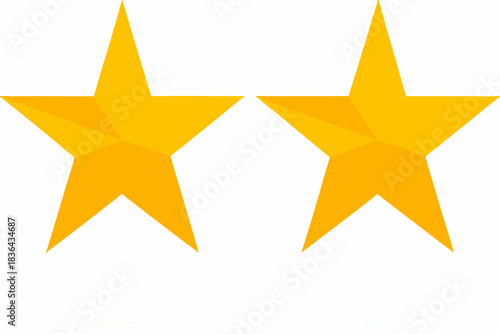 Two bright yellow stars on a plain white background simple illustration