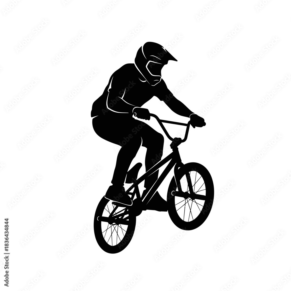 Fototapeta premium BMX Bike Rider Silhouette – Extreme Cycling Freestyle Stunt Vector
