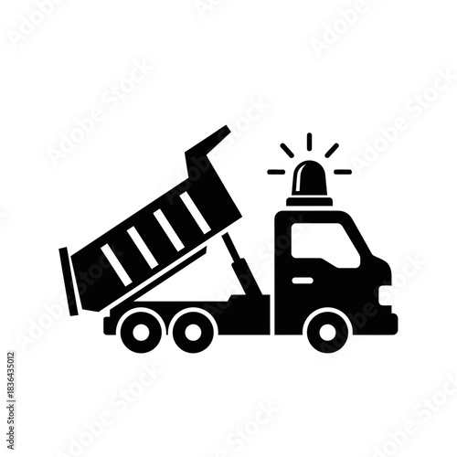 Dump Truck Silhouette Icon – Construction Loader Vehicle Vector Design